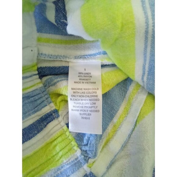 A.N.A Green & Blue Striped Linen Blend High Waist Crop Culottes Pants Sz S - Picture 5 of 5